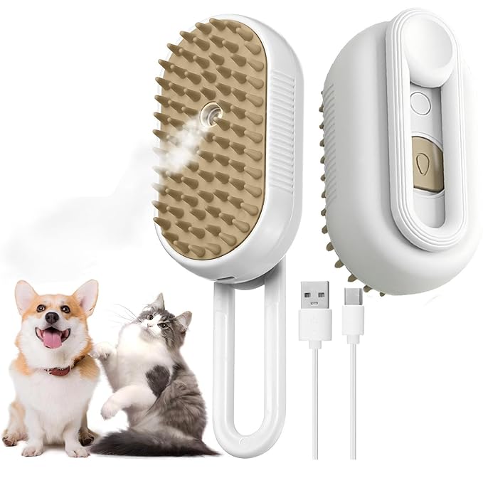 Cat Hair Brush, Dog Hair Brush, Cat Steam Brush, Rechargeable Steam Brush for Cats and Dogs, Skin Friendly Deshedding Grooming Tool for Dogs Cats With Pet Supplies Accessories-Mewly Pet
