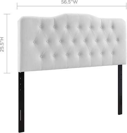 Modway Annabel Tufted Button Faux Leather Upholstered Full Headboard in White