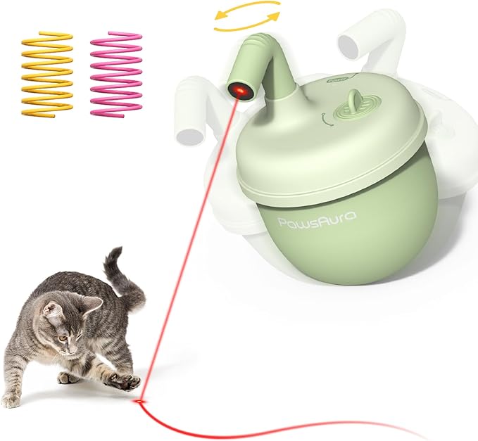 Cat Laser Toys, Automatic Cat Laser Toy Tumbler Design, Rechargeable Cat Laser Pointer 360°Irregular Rotation, 3 Modes Interactive Cat Toy for Indoor Cats of All Ages and Sizes (Green)-Mewly Pet