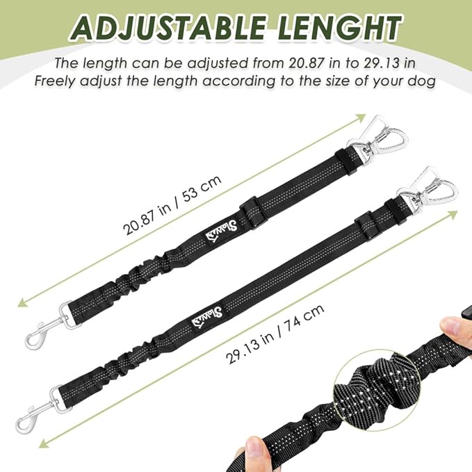 SlowTon Dog Seat Belt Harness for Car, Dog Car Harness Adjustable Mesh Breathable & Dog Seatbelt Safety Tether with Elastic Bungee for Small Medium Large Pets(Red, Double Clip, M)-Mewly Pet