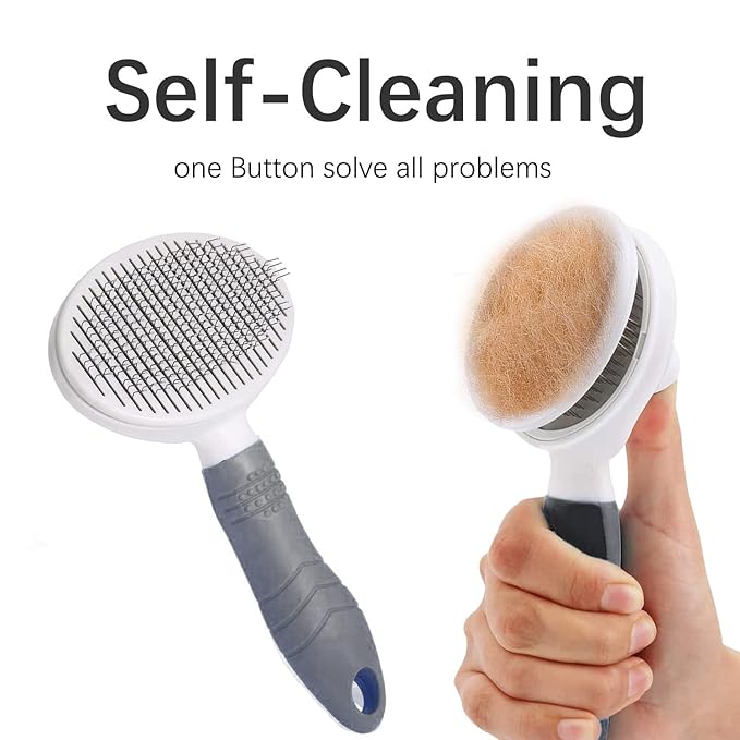 Cat Self Cleaning Slicker Brush, Pets Skin Friendly Grooming Brushes for Shedding Dogs Cats Hair Easy to Remove Loose Undercoat with Long or Short Hairs Pet Massage Tool for All Hair Type- UPGRADED-Mewly Pet