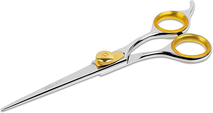 Sharf Gold Touch Pet Grooming Shear | Straight Cat & Dog Grooming Scissors | 6.5 Inch | 440c Japanese Stainless Steel Pet Dog Shearing Scissors | Animal Shears with Removable Comfort Rings-Mewly Pet