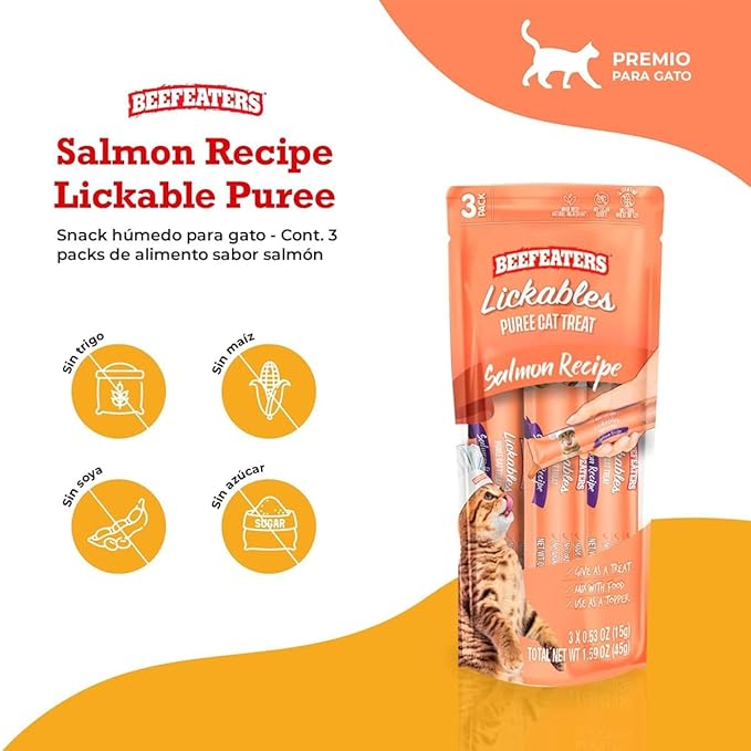 Beefeaters Cat Treats Lickable Puree 1.59oz (12-Pack) – Chicken, Grain-Free, Taurine-Enriched, Ideal for Training & Interactive Feeding-Mewly Pet