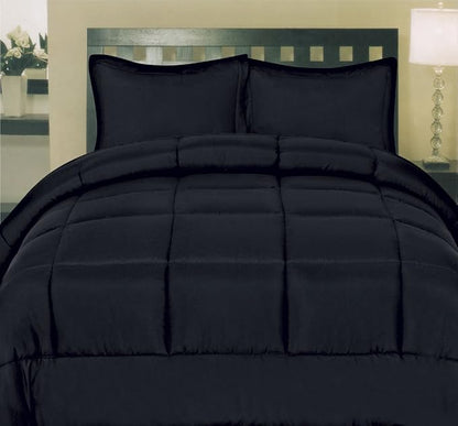 Sweet Home Collection 5 Piece Comforter Set Bag Solid Color All Season Soft Down Alternative Blanket & Luxurious Microfiber Bed Sheets, Black, Twin (Pack of 4)