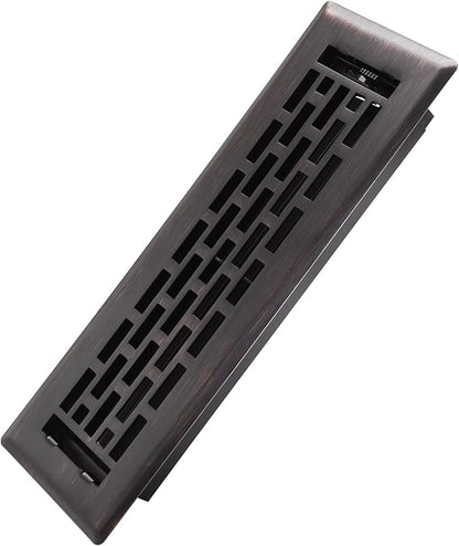 2x10 Inches Heavy Duty Walkable Floor Register - Easy Adjust Air Supply Lever Decorative Floor Vent Covers - Boston Design Vent Covers for Home - Oil Rubbed Bronze