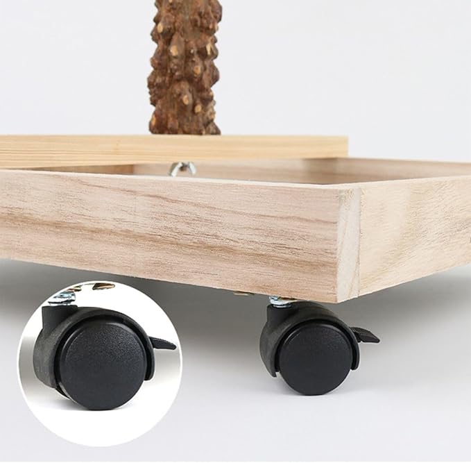 Natural Wood Parrot Stand - Ideal Toy & Accessory for Parakeets, Canaries, Cockatiels, Conure, Lovebirds - Bird Perch Stand with Removable Tray Climbing Net Chewing Toys- Perfect Pet Birds Playstand-Mewly Pet