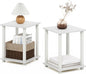 Furinno Simplistic Side Table Set of 2, 2-Tier End Table, Nightstand, Night Stand, Bedside Table, Easy Assembly, for Living Room, Bedroom, White