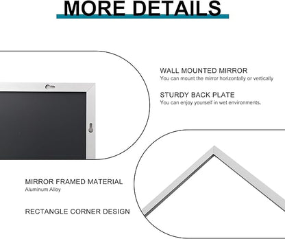 36" x 40"Bathroom Mirror, Silver Rectangle Corner Wall Mirror with Metal Frame, Decorative Rectangular Vanity Mirror for Bedroom Bathroom Living Room Entryway (Horizontal/Vertical)