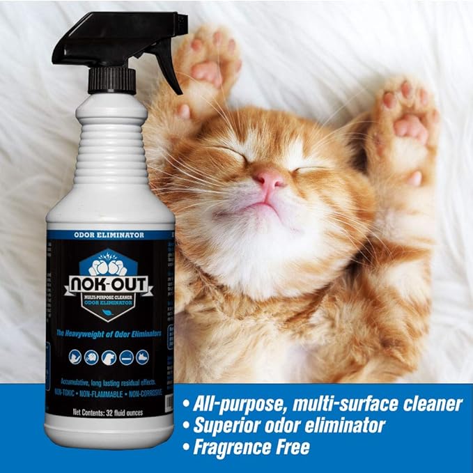 NOK OUT Odor Remover, Pet Deodorizer and Cleaning Spray, Made in the USA, 32 Fluid Ounce Spray-Mewly Pet