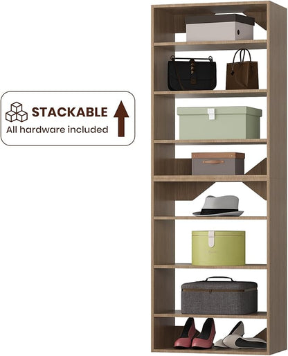 ROOMTEC 31.5" Shelf Short Tower Closet Unit, Modular Closet System with Shelf, Wardrobe Organizer for Bedroom or Walk-in Closet, Wall Mounted, Customizable Clothes Storage Unit, Wood