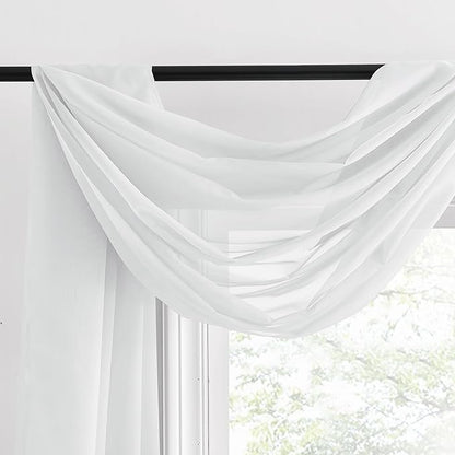 NICETOWN Scarf Curtain for Living Room - Elegant Solid Voile Sheer Valance Topper Long Window Treatment Scarf for Villa/Cottage (1 PC, Light Gray, W60 x L216)