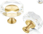 QOGRISUN 2-Pack Brass Crystal Cabinet Knobs,Glass Crystal Gold Drawer Knobs,1-1/4-Inch Polygon,Decorative Dresser Pulls, Modern Cabinet Hardware