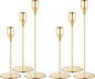 Gold Taper Candle Holders Set of 6, Metal Candlestick Holders for Table or Mantel Decor Centerpiece, Candle Stick Holder Decor for Wedding, Dinning, Party or Anniversary