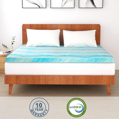 IULULU Mattress Topper, 2 Inch Gel Memory Foam Mattress Topper for Twin Size Bed, Blue