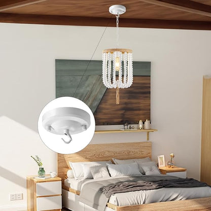 Light Canopy Kit White, 4.1IN Chandelier Canopy with All Mounting Hardware, Celing Hook for Pendant Light, Max Load 22LBS