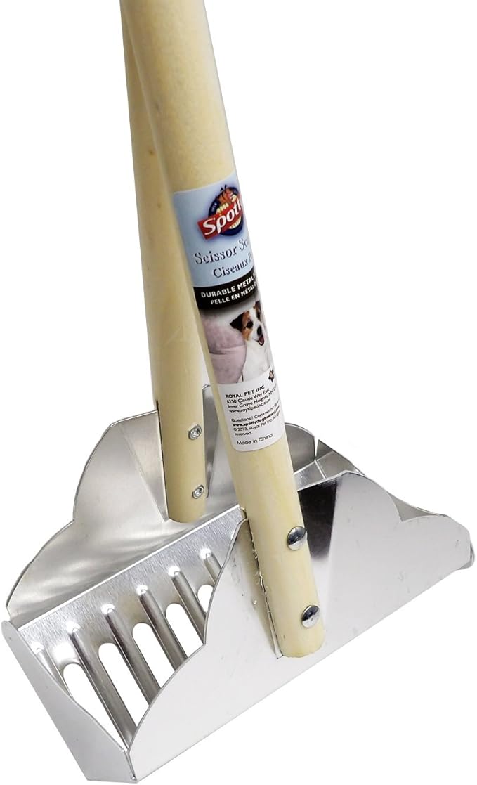 Spotty Easy Pet Dog Waste Pick Up Metal Tray Lightweight Scissor Pooper Scooper with Rake-Mewly Pet