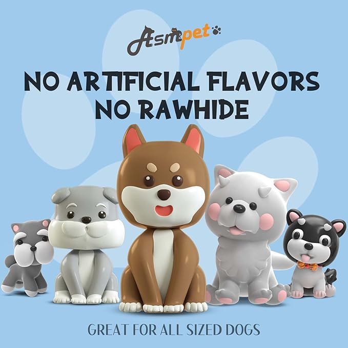 ASMPET Dog Treats Chews, Chicken Wrapped Cod Skin Sticks, Rawhide Free Cod Skin Treats for Dogs, 10.6 oz-Mewly Pet