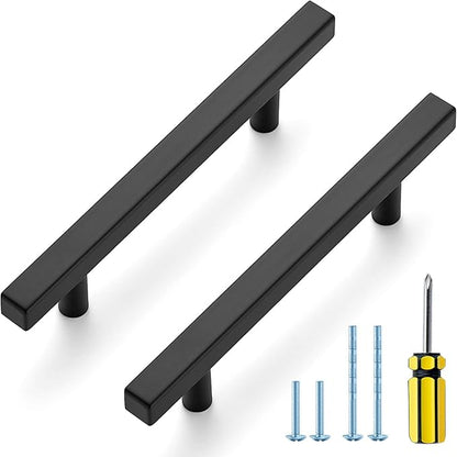 Ravinte Black Cabinet Handles 20 Pack 4 inch Matte Black Square Cabinet Pulls Kitchen Hardware 6-3/8 Inch Overall Length Kitchen Drawer Pulls