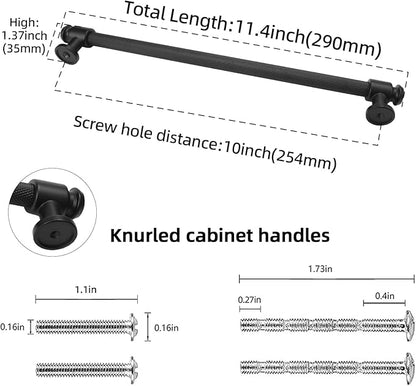 6 Pack Black Matte 10 inch Cabinet Handles and Pulls - Drawer Pulls for Kitchen and Dresser