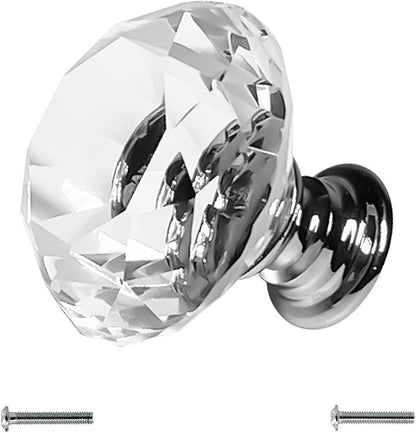 Dynasty 30mm Glass Crystal Dresser Drawer Kitchen Cabinet Door Hardware Knobs Handles - Color | Quantity Choice