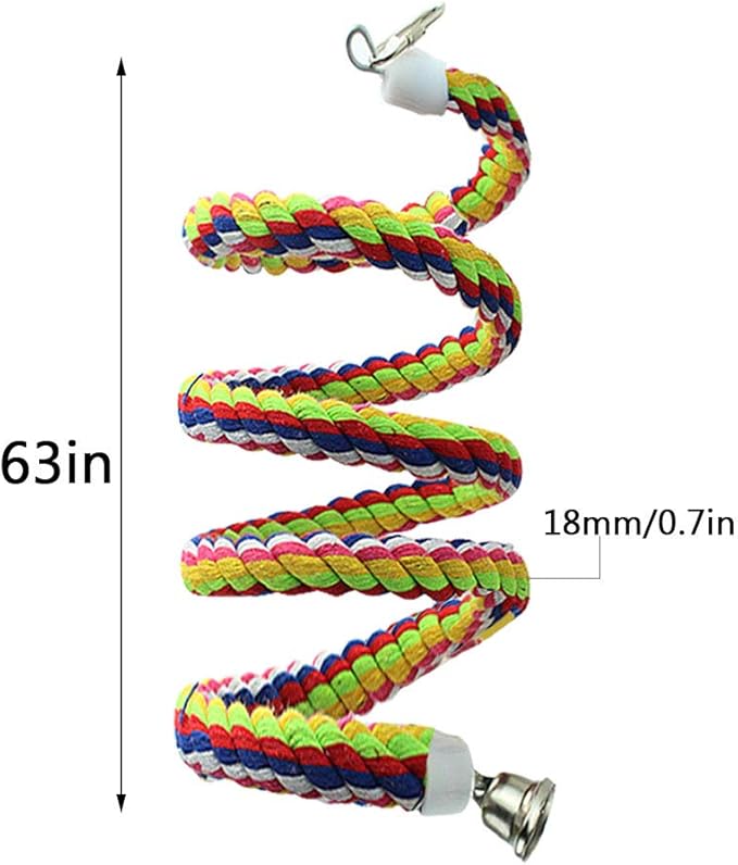 2pcs 63in Bird Perch Rope Bungee Parrot Toy - Pure Natural Cage Chewing Toy-Mewly Pet