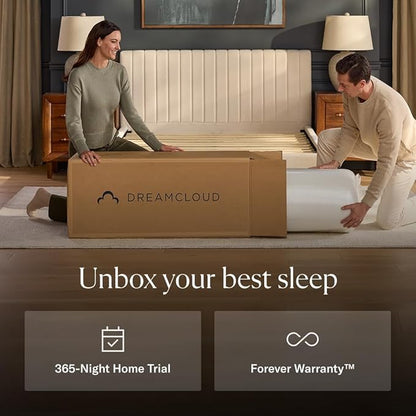 DreamCloud Premier 13" California King Mattress - Luxury Hybrid Gel Memory Foam - 365 Night Trial - Fiberglass Free - Forever Warranty - Mattress in a Box - CertiPUR-US Certified