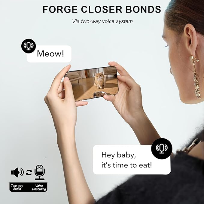 Automatic Cat Feeder with Camera & Voice Interaction, WiFi/App Control, 4L Dry Food Dispenser for Cats & Dogs with Freshness Preservation, Custom Feeding Times & Portions, Dual Power-Mewly Pet