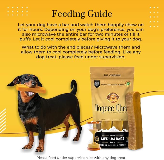Dogsee Original Himalayan Yak Chews for Dogs (Medium - 2 Bars) | 100% Natural | Dog Treats Healthy | No Grain, No Gluten | for Teeth Cleaning-Mewly Pet