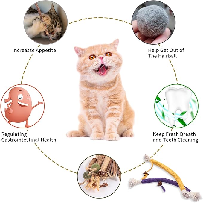 Cat Toys Cat Chew Toys, Silvervine Sticks Catnip Rope Toys for Cats Teeth Cleaning, Kitten Dental Care, Kitty for Indoor Cats Increase Appetite,Enhances Oral & Dental Health (20 Pack)-Mewly Pet