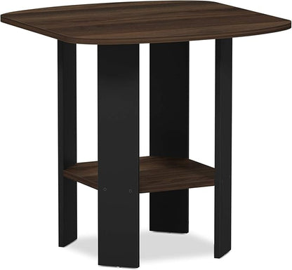 Furinno SIMPLE DESIGN Side Table, 2-Tier End Table, Open Shelves Night Stand, Bedside Table, for Living Room, Bedroom, Columbia Walnut