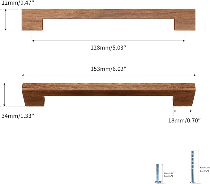 Walnut Square 5 in 4 pcs Wooden Drawer Pulls Handle pulls for cabinets Kitchen Cabinet Drawer pulls Cabinet Door Pull