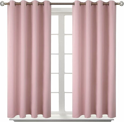 BGment Room Darkening Curtains 45 Inches Long - Grommet Thermal Insulated Drapes Window Treatment Curtains for Bedroom, 2 Panels, 52 x 45 Inch, Baby Pink
