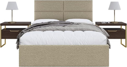 Vänt Upholstered Wall Panels - Queen/Full Size Wall Mounted Headboards - Boucle Beige - Set of 4 Panels (Each Individual Panel 30"x11.5")