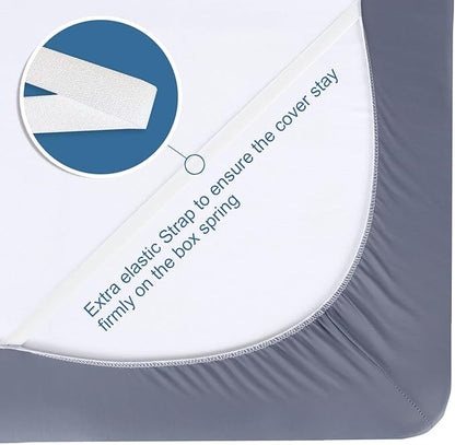 Twin Size Box Spring Cover with Smooth and Elastic Woven Material, Alternates for Bed Skirt, Wrinkle & Fading Resistant, Washable, Dustproof
