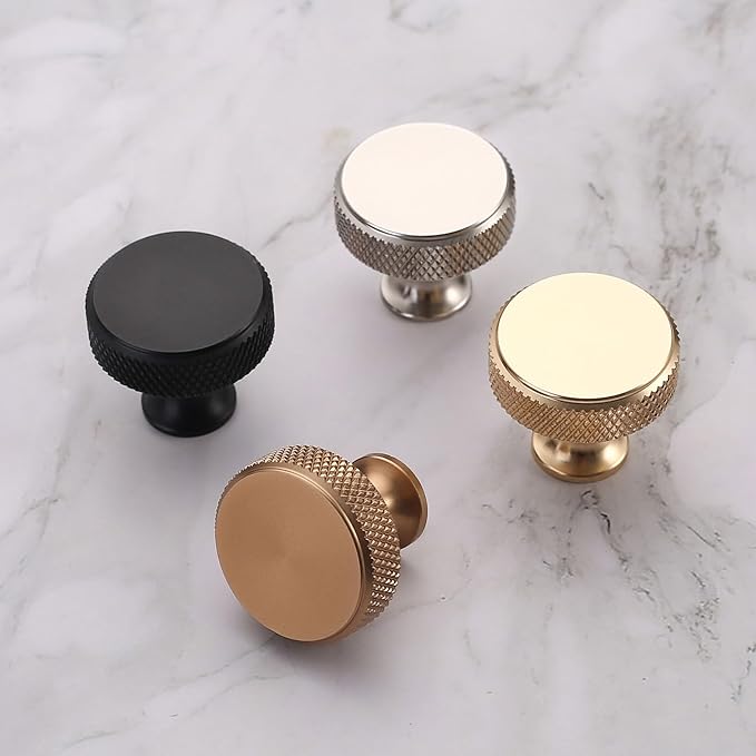 Asidrama 20 Pack Brushed Satin Nickel Kitchen Cabinet Knobs Knurled Dresser Knob Drawer Knobs Cabinet Hardware Aluminum Knob for Dresser Drawers