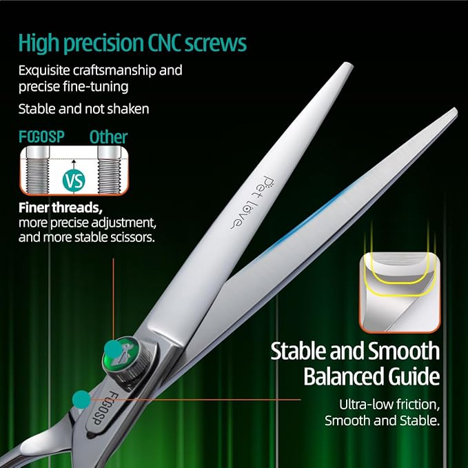 7'' Straight Dog Grooming Scissors Professional Grooming Shears for Dogs Cat Pet Japan 440C Stainless Steel Dog Cutting Scissors for Grooming Right Handed-Mewly Pet