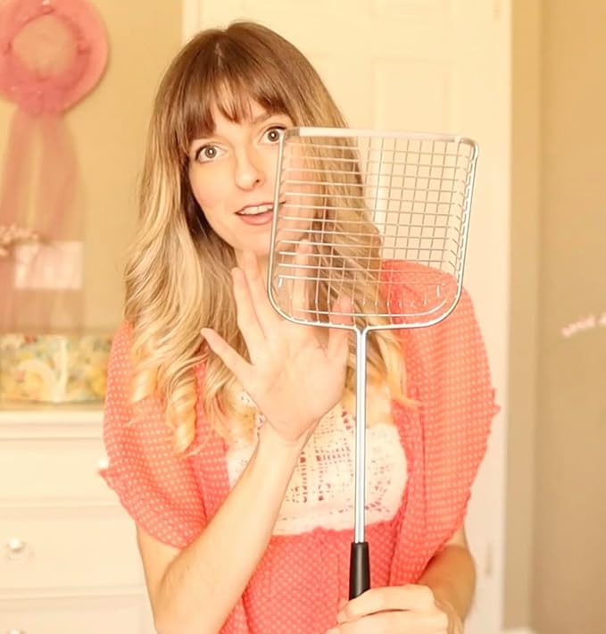 Sand Dipper Cat Poop Scooper & Chicken Poop Scooper - Rugged Big 6" Square Stainless Steel Long Handle for Home Kitty Litter Scoop & Farm Chicken Coop Scooper (Junior)-Mewly Pet