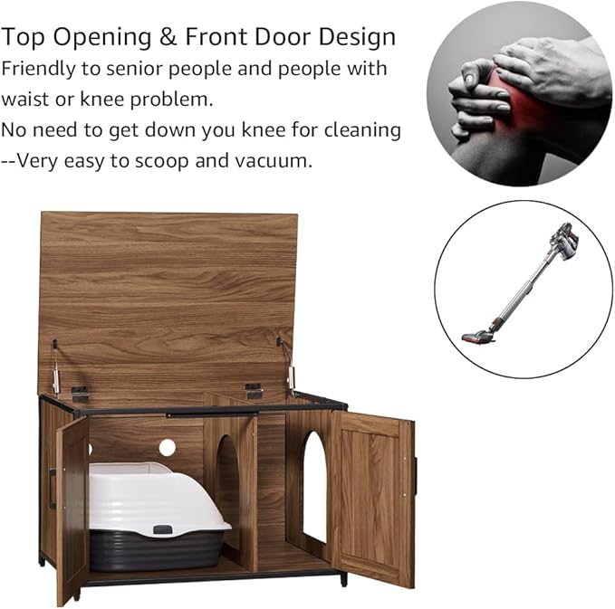 unipaws Top Opening Cat Litter Box Enclosure, Friendly to Elderly People, Waist or Keen Problem People, XL Extra Large Cat Box Furniture, High Jumbo Automatic Litter Box Cover Hidden for Large Cat-Mewly Pet