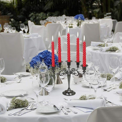 Metal Candelabra 5-Candle 10.1 Inch Tall Candle Holder Stick for Home Wedding Event and Party Festival,Black