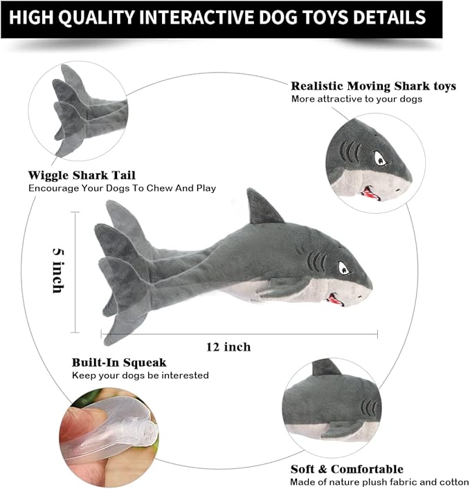 Interactive Dog Toys,Flopping Fish Dog Toys for Large/Medium/Small Dogs,Squeaky Plush Dog/Puppy Toys,Touch Activated-Mewly Pet