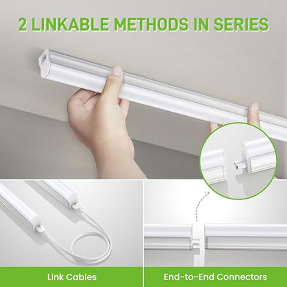 Pak 4FT LED Shop Lights, 2300LM 6500K Cool White, 20W Energy-Saving Super Bright Linkable T5 Ceiling and Under Cabinet Lighting Fixture for Garage, Workshop, Basement, Warehouse, FCC Certified, 6 Pack