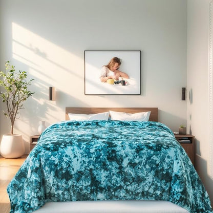 Fuzzy Blanket Queen Size - Teal, Soft and Comfy, Plush and Furry Faux Fur, Reversible Queen Blankets for Queen Full Bed, 90x90 Inches,Teal