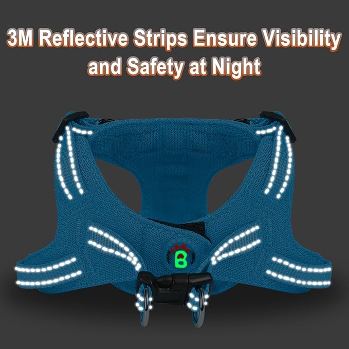 Dog Harness Step in Dog Vest Harness, Reflective Adjustable Puppy No Pull Harness Breathable Soft for Small and Medium Dogs Cats, Blue, S-Mewly Pet