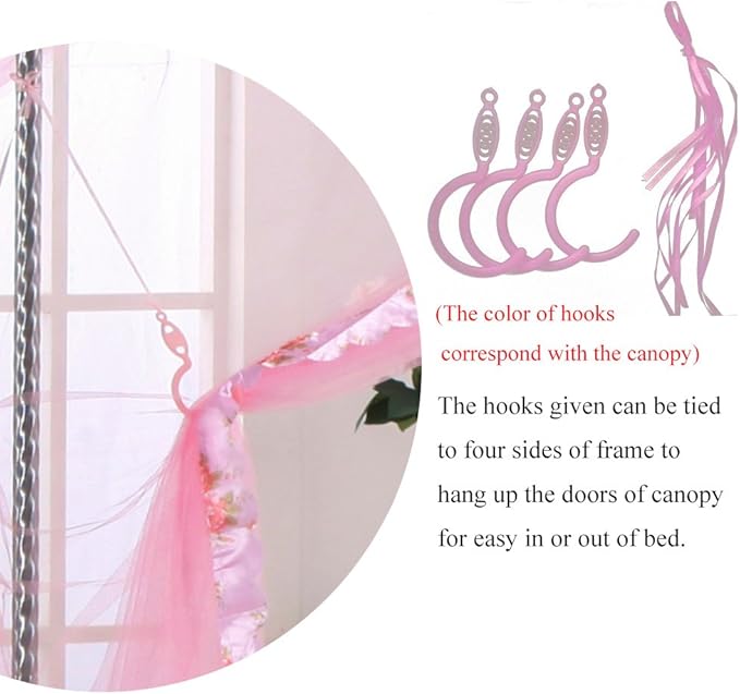 Canopy Bed Curtains Twin - 4 Corner Canopy for Beds, Bed Canopy for Girls Adult, Bedroom Decor (Twin Size, Light Blue)