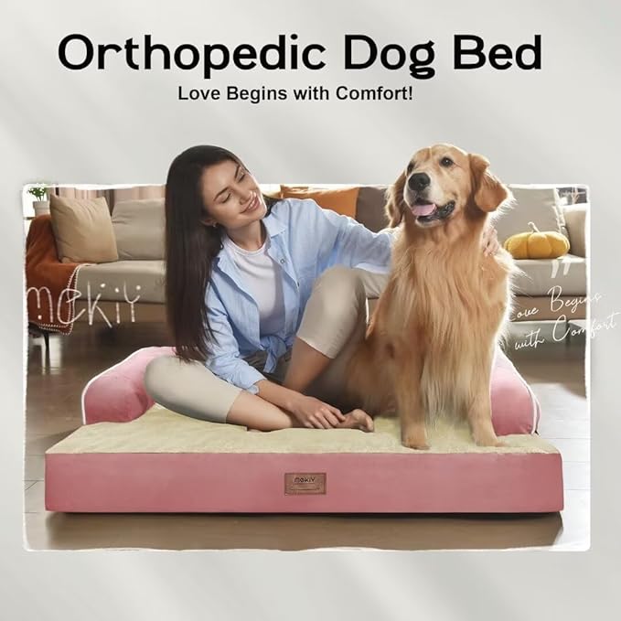 Small Dog Bed Waterproof Orthopedic Dog Beds for Medium Sized Dogs Comfy Pet Cat Bed with Sides, Washable Removable Cover-Mewly Pet