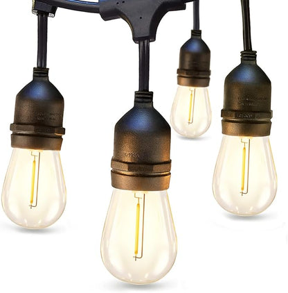 addlon LED Outdoor String Lights 24FT with Edison Vintage Shatterproof Bulbs and Commercial Grade Weatherproof Strand - ETL Listed Heavy-Duty Decorative Cafe, Patio, Market Light