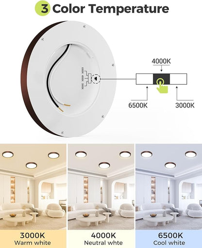 hepside 1Pack Dimmable Flush Mount Ceiling Light Fixture Oil Rubbed Bronze, 3CCT Selectable 3000/4000/6500K Ceiling Lamp, 7.5INCH 15W 1500LM Low Profile Light for Bedroom, Kitchen, Bathroom, Hallway
