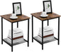 VASAGLE End Table Set of 2, 2-Tier Nightstands Side Table Night Stand Bedside Desk for Small Space in Living Room, Bedroom, Steel Frame, Easy Assembly, 2-Pack, Chestnut Brown, ULET202B17