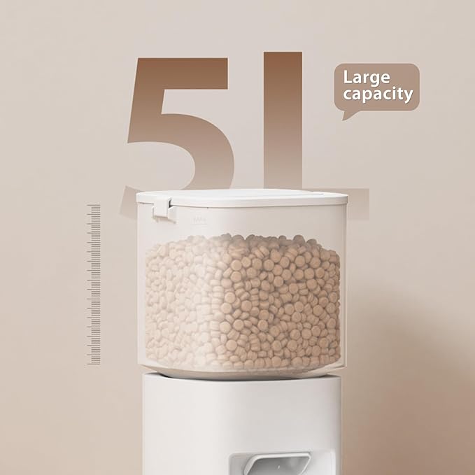 5L/21 Cups Automatic Cat Feeder, Timed Automatic Pet Feeders, Cat Dry Food Dispenser Dual Power, 10 Meals Programmable 1-15 Portion Control Cats Feeder, Pet Food Dispenser for Cats & Puppy(Not WiFi)-Mewly Pet