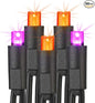 Brizled Orange & Purple Halloween Lights, 33ft 100 LED Halloween Lights 5mm Wide Angle String Light, 120V UL Certified Connectable Mini Purple Light Outdoor for Party Home Tree Decoration, Black Wire